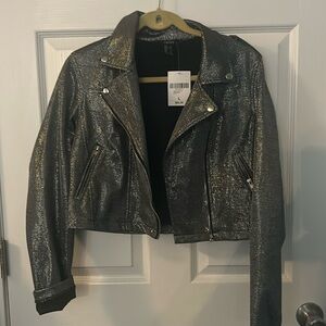 Black sparkle crop jacket